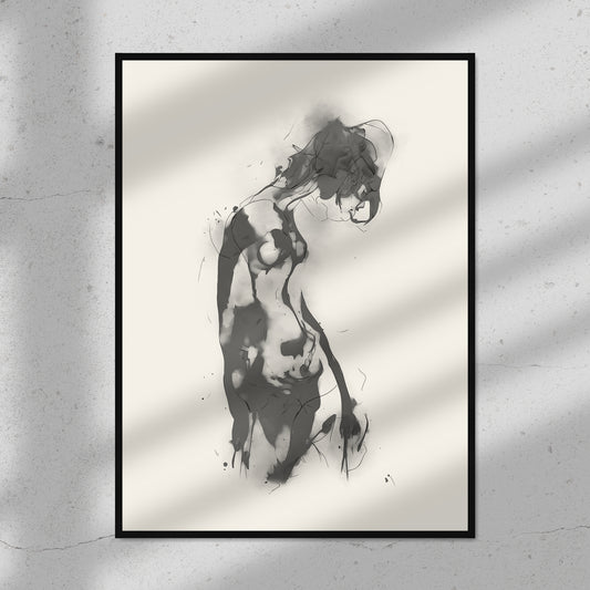 Grace in Black, Digital Print, Contemporary Art, Female Nude, Limited Edition
