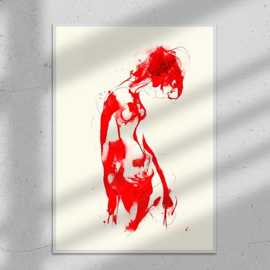 Anmut in Rot, Digitalprint, zeitgenössische Kunst, Frauenakt, Limitierte Auflage