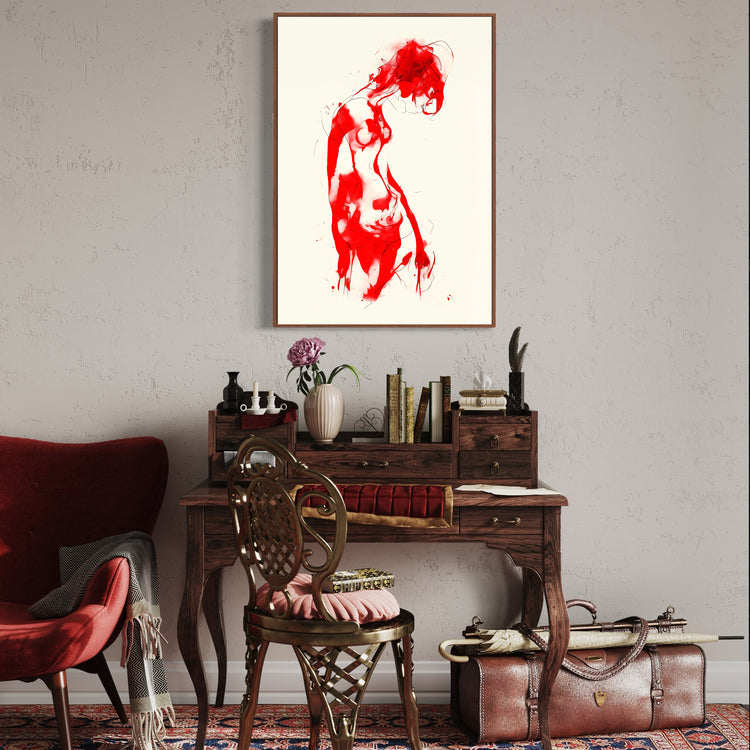 Grace in Red, Digital Print, Contemporary Art, Female Nude, Limited Edition